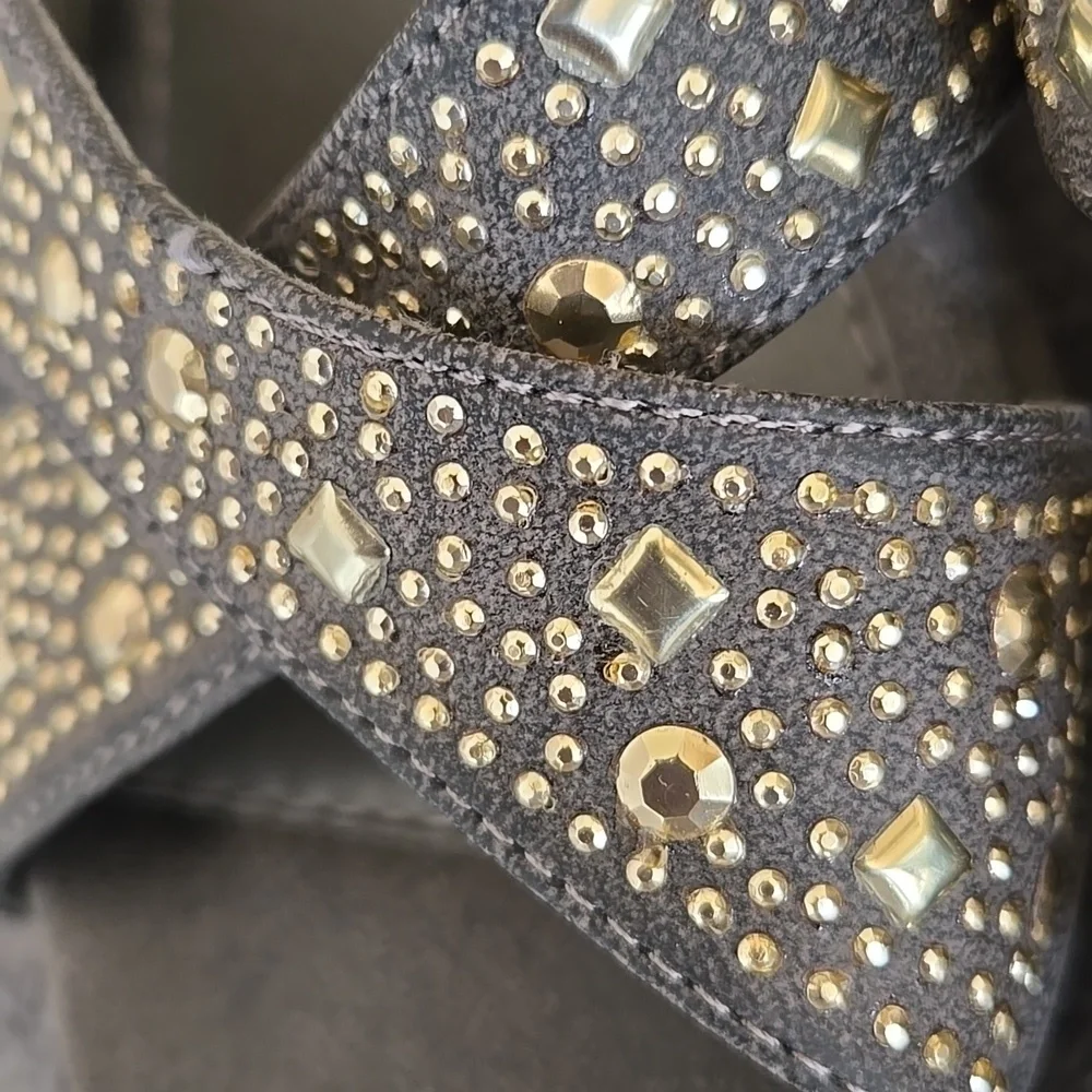 Madeline Stuart Studded Wedge Sandals Sz 7 M